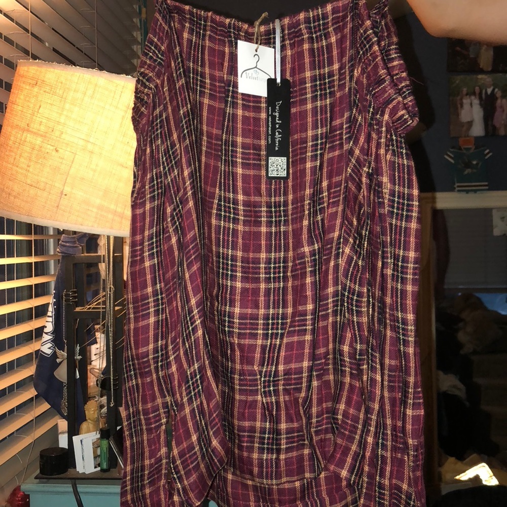 Off the shoulder flannel shirt